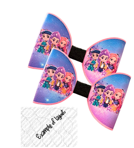 7 x printed canvas  bow loops 3.5” Demon pop girls