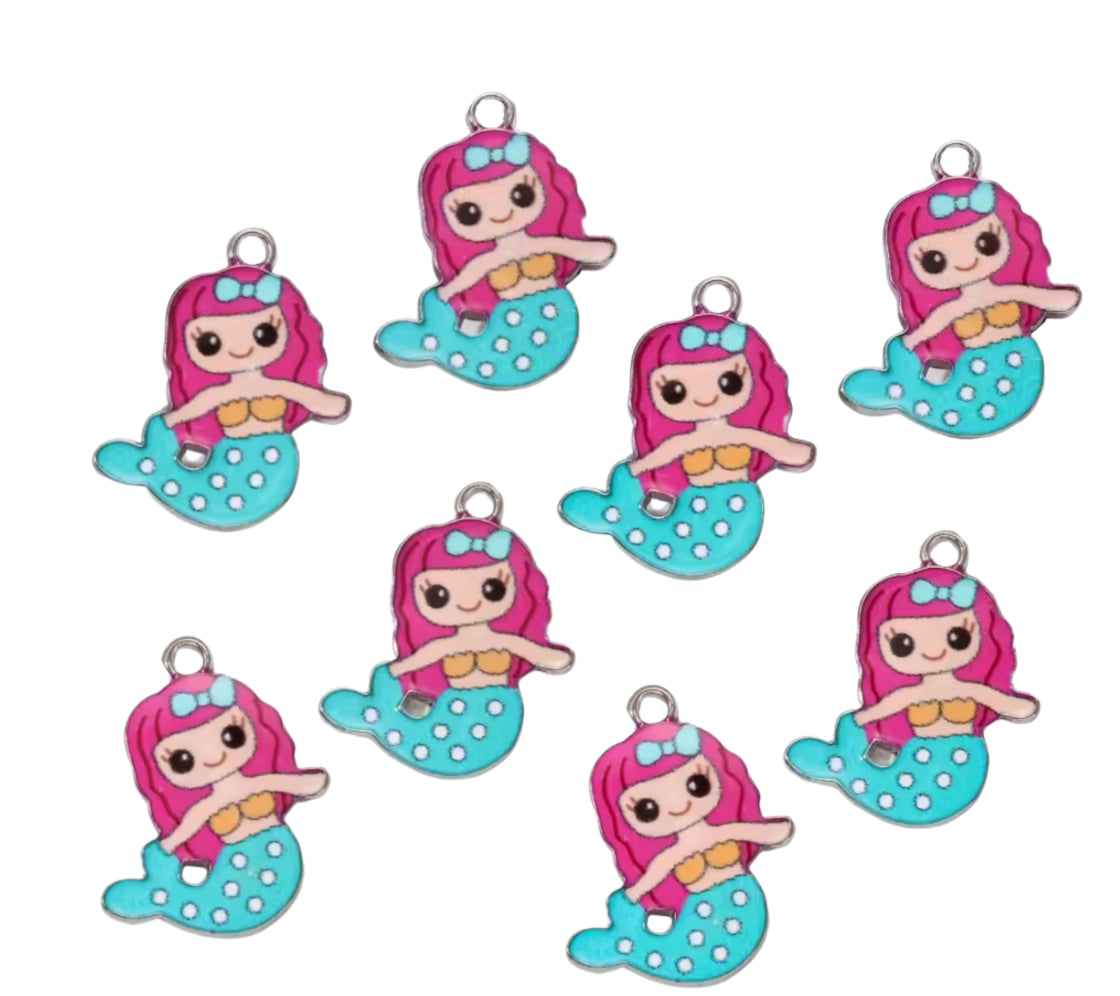 Mermaid girl enamel charms