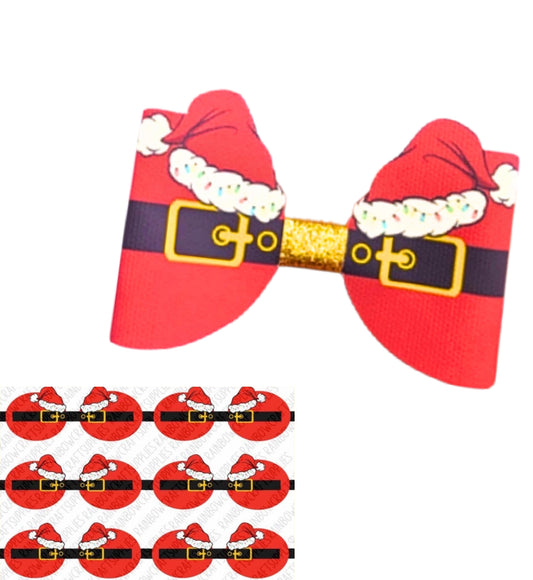 6 x Santa Hat 3D leatherette hair bow loops 3.5”