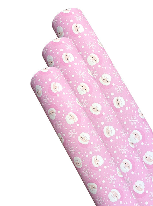 Baby pink Snowflake Santa  Leatherette fabric A4