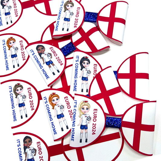 7 x Euro 2024 “it’s Coming home Football printed canvas bow loops 3.5”