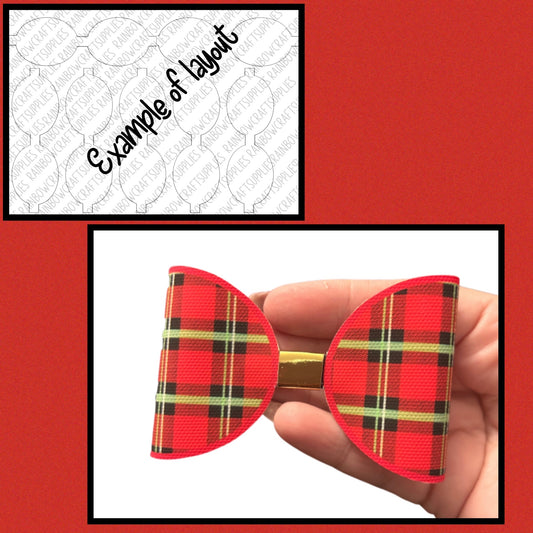 Bright red tartan themed printed canvas bow loops x 7