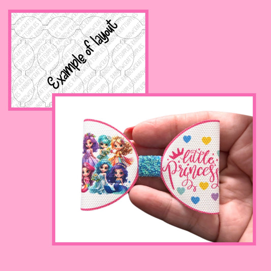 Cute princesses themed printed canvas bow loops x 7