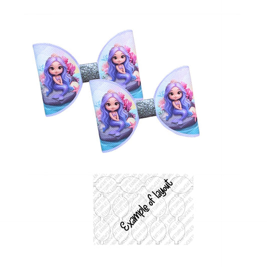 7 x Mermaids pearl themed canvas Hair bow loops 3.5”