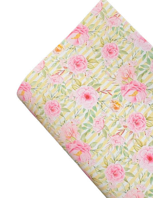 In house leatherette printed fabric A4 lemon Floral