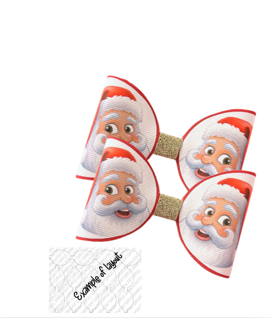 3D Santa christmas themed printed canvas bow loops x 7