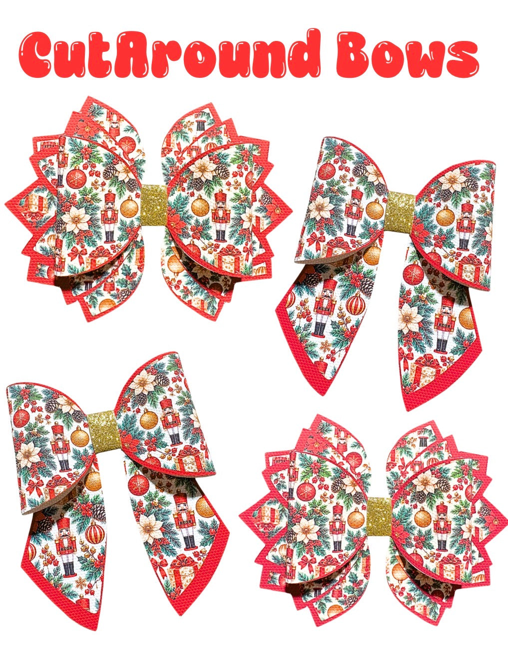 Red Nutcracker Cut Out hair bow making sets 3.5”(choice of bow shape)