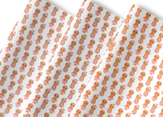 Gingerbread Man christmas printed canvas fabric A4