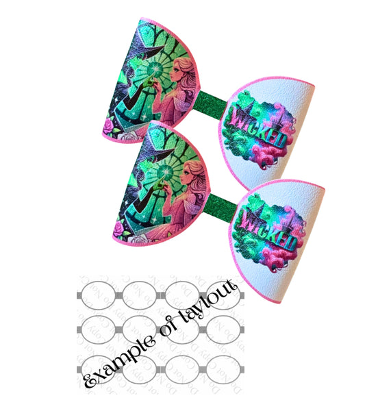 7 x printed in house Leatherette bow loops 3.5” Good witches wicked witches
