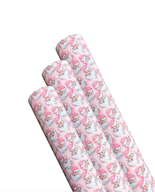Baby pink  Santa printed 280gsm canvas fabric A4