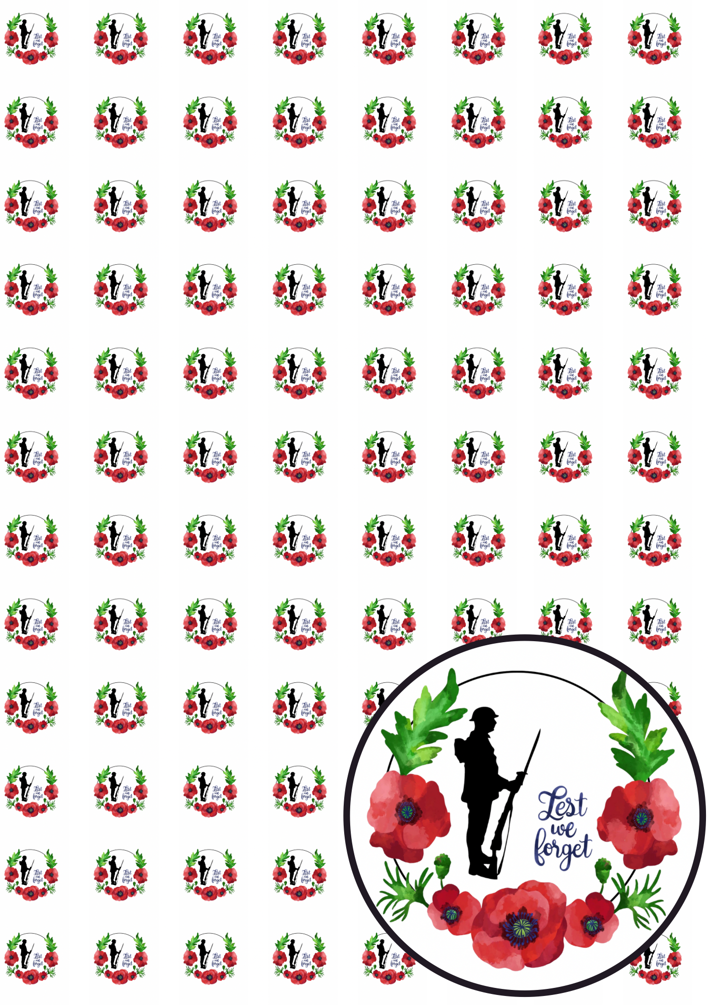 Remembrance day themed printed canvas fabric A4