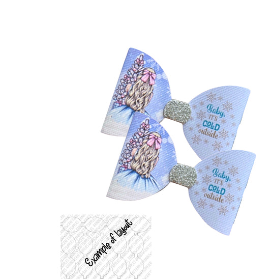 Baby it’s cold outside christmas themed printed canvas bow loops x 7