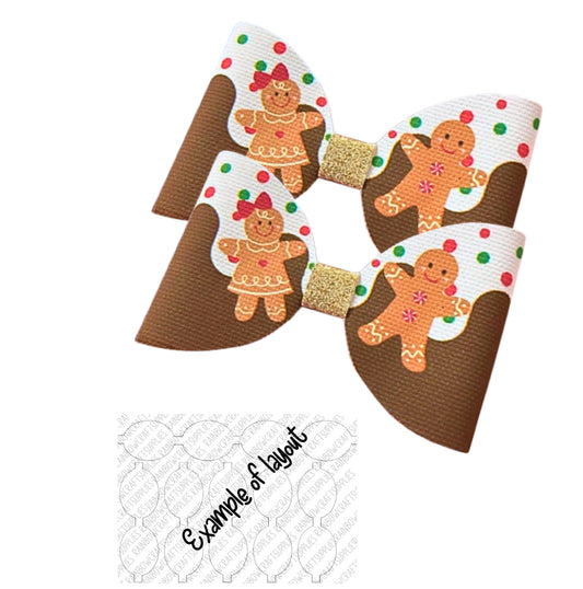 7 x Gingerbread man leatherette hair bow loops 3.5”