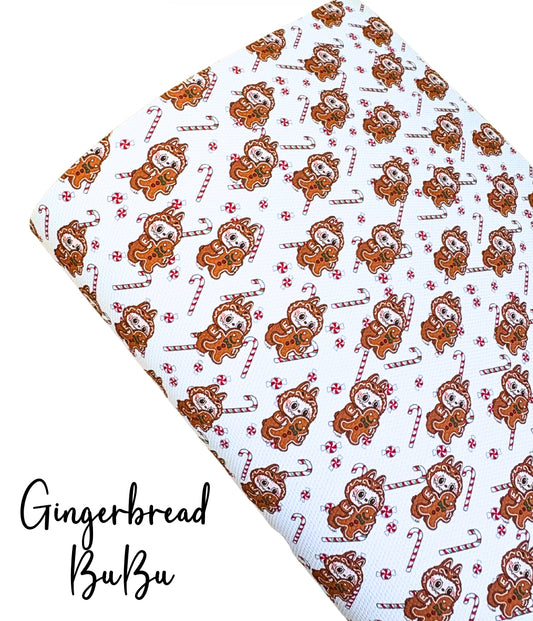 Christmas Gingerbread Monster bear in house printed  leatherette fabric A4