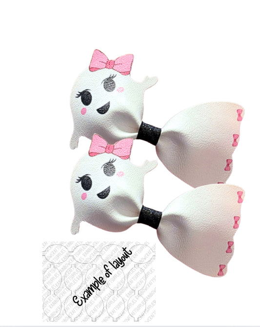 Beauty bow Ghost  pre printed canvas Pinch  bow loops x 7 including centre pieces 4”