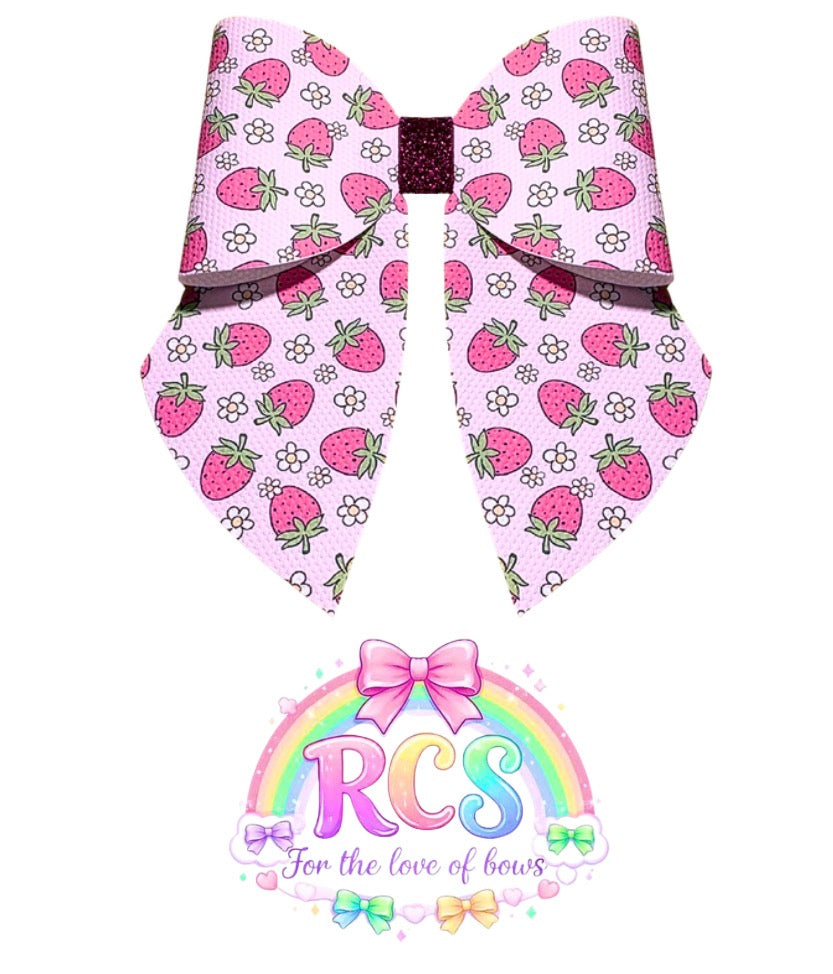 4 x printed in house Leatherette cut around bow loops and sailor Tails 3.5” Strawberries