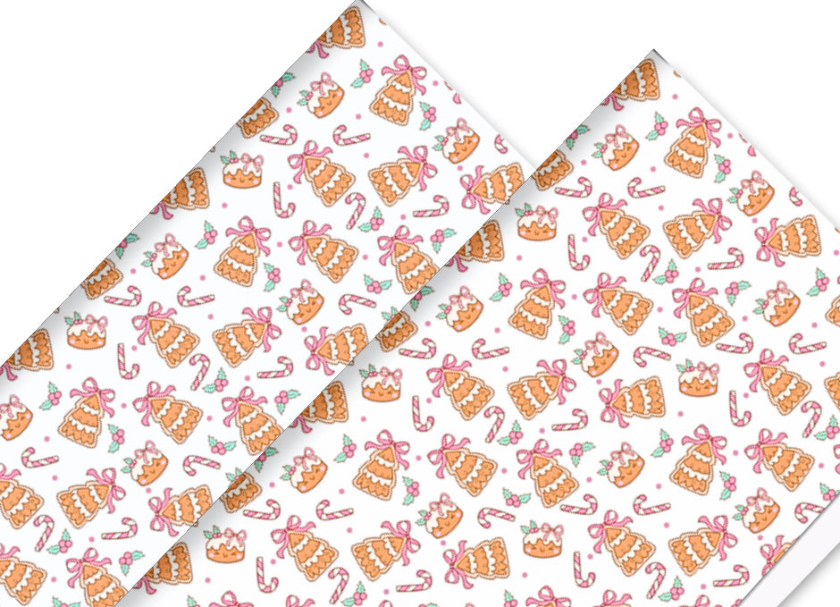 Christmas Cookies theme In house printed  leatherette fabric A4