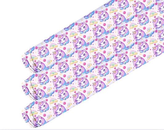 In house leatherette printed fabric A4 Kawaii Unicorns