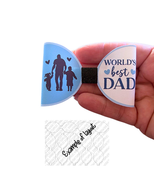 7 x Father’s Day themed  pre printed canvas hair bow loops 3.5”