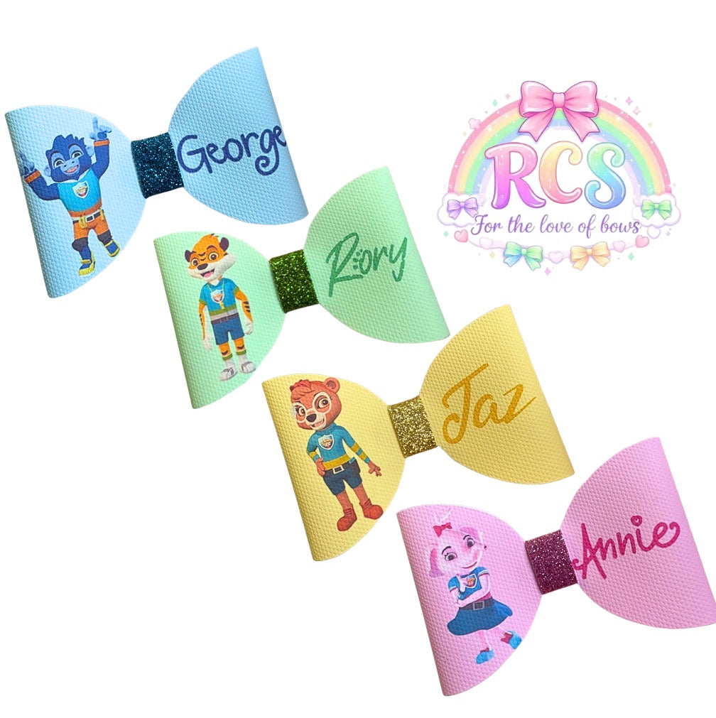 8 x Canvas cut around hair bow loops holiday gang 3.5”