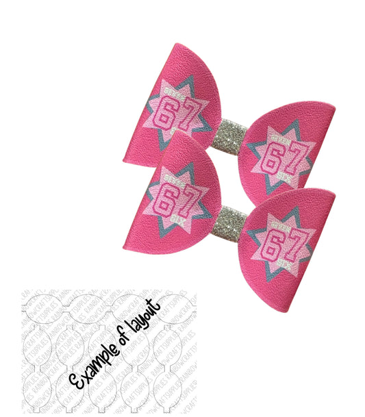 7 x printed in house Leatherette bow loops 3.5” “6 7”