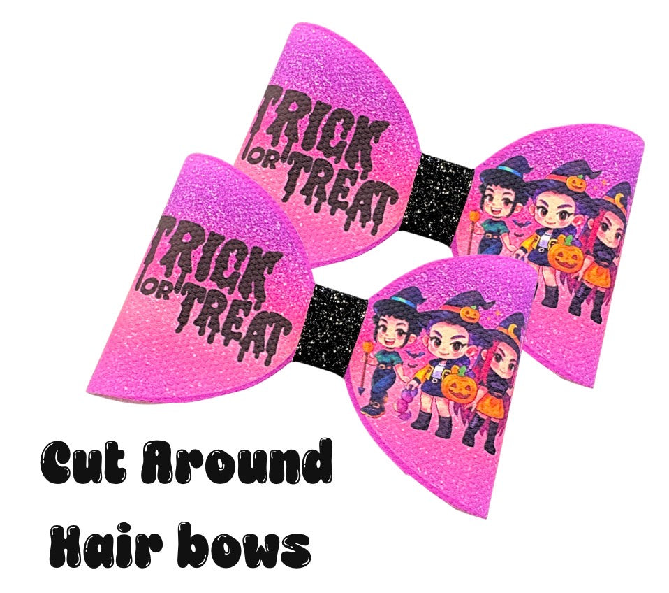 7 x Cut around hair bow loops 3.5” Canvas/leatherette Kpop Halloween