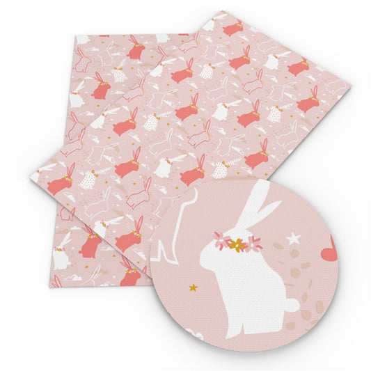 Mixed Pink Easter Bunny leatherette fabric A4