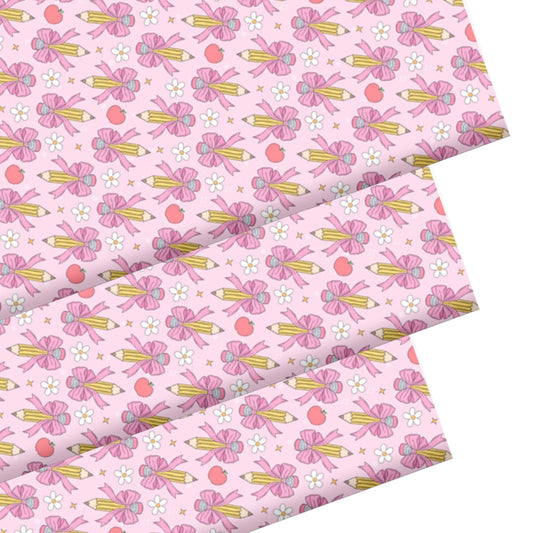 Pencil bows floral  printed premium canvas fabric  fabric