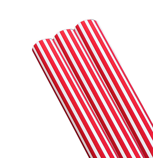 Red striped Candy Cane in house printed  leatherette fabric A4