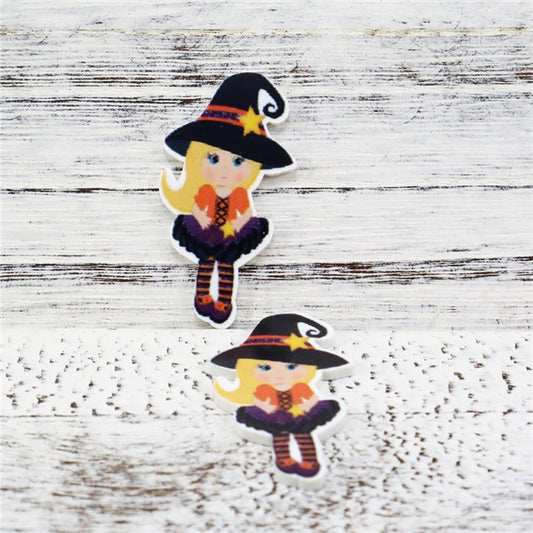 Witch Halloween laser cut resin Flat back embellishments x 5
