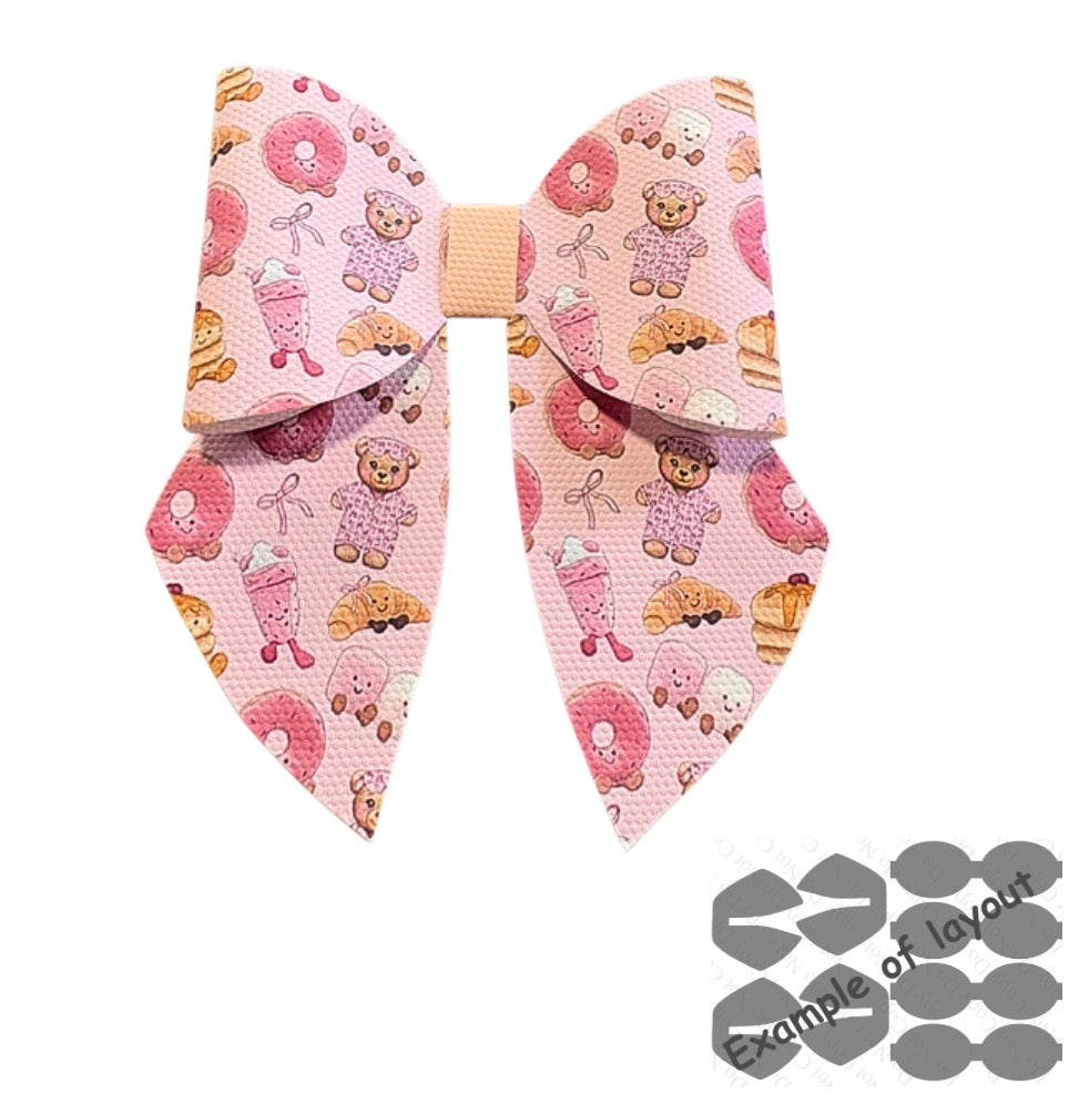 4 x In house printed Leatherette bow loops and Sailor Tails 3.5” Plushy Birthday bears