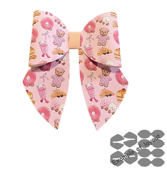 4 x In house printed Leatherette bow loops and Sailor Tails 3.5” Plushy Birthday bears