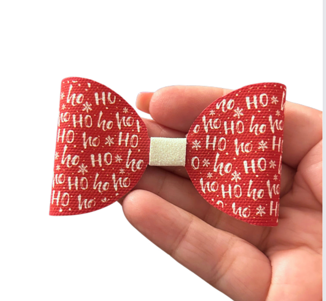 Ho Ho Ho pre printed canvas bow loops x 7