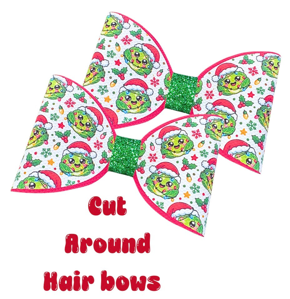 7 x Cut around hair bow loops 3.5” Canvas/leatherette Cute Sprouts