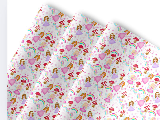 In house leatherette fabric A4 Princess and Rainbows