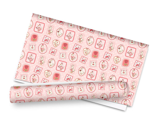 Puddle duck valentines theme printed premium canvas fabric A4