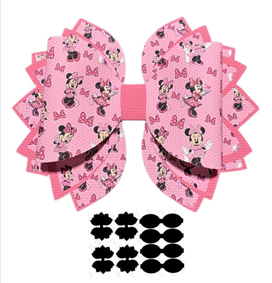 4 x In house printed Leatherette bow loops and Fan Tails 3.5” Princess mouse