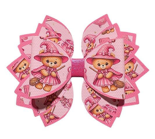 4 x Teddy Witch cut around Stacked Bows 3.5”