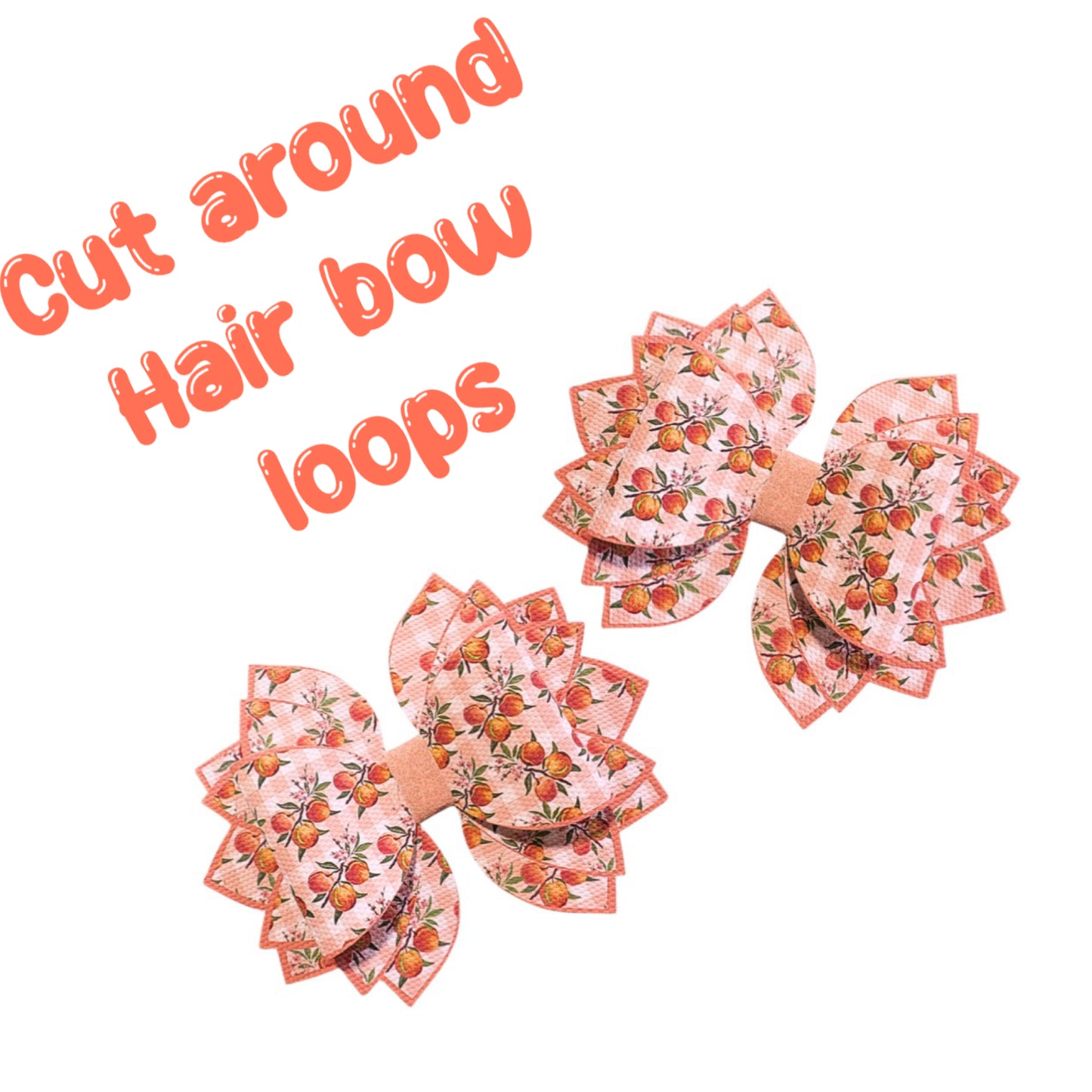 4 x printed in house Leatherette bow loops and Fan Tails 3.5” Juicy orange
