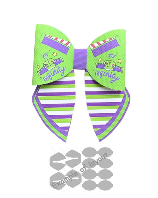 4 x printed in house Canvas  bow loops and Sailor Tails 3.5”spaceman