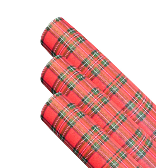Tartan leatherette fabric A4