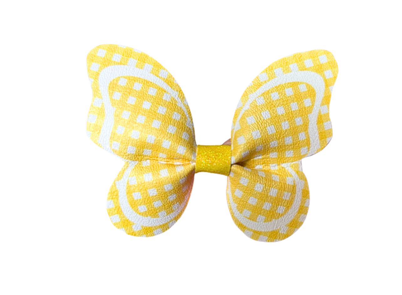 7 x Pre printed Ready to cut Butterfly Pinch bows 3.5” School Gingham