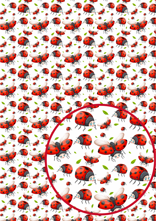 In house leatherette fabric A4 Ladybugs