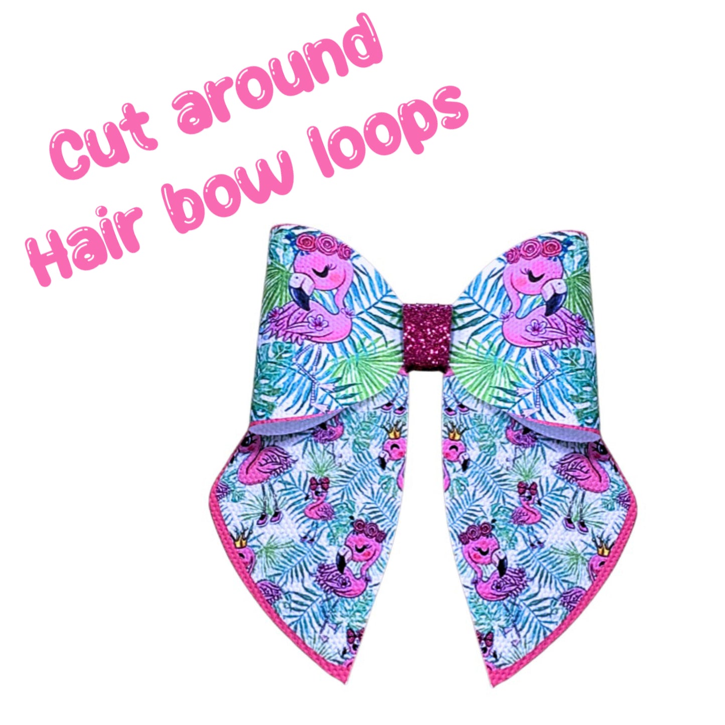 4 piece Flamingo leatherette bow loops and Sailor Tails 3.5”