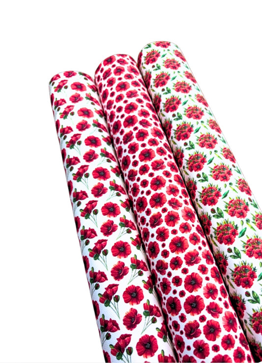 3 Piece Poppy  Canvas fabric set A4 Remembrance Day