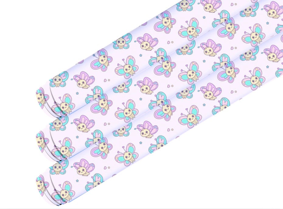 Canvas printed fabric A4 Kawaii Butterflies