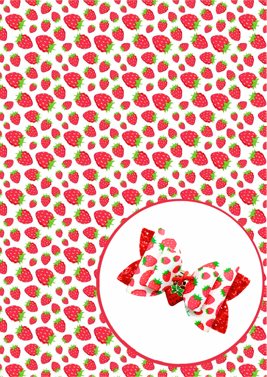 In house leatherette fabric A4 Strawberries