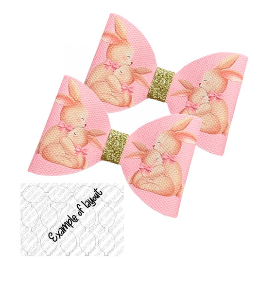 7 Mummy Bunny theme pre printed canvas hair bow loops 3.5”