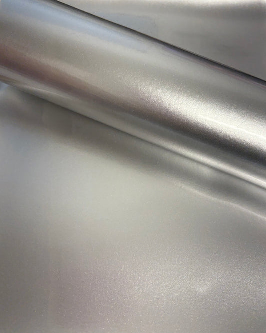 Silver MetallicMirror smooth  leatherette fabric A4