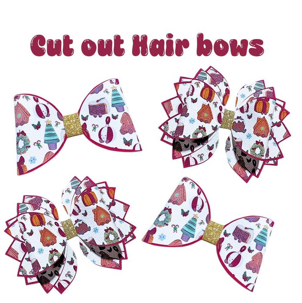 Jelly Kawaii Christmas Cut Out hair bow making sets 3.5”(choice of bow shape)